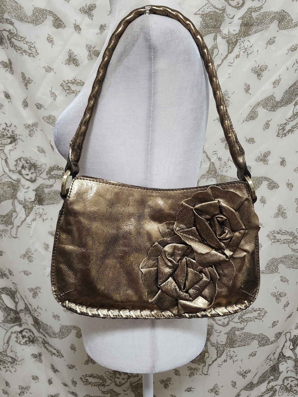 Patricia Nash Hartford Shoulder Bag Floral Bouquet Antique Bronze Y2K vibes